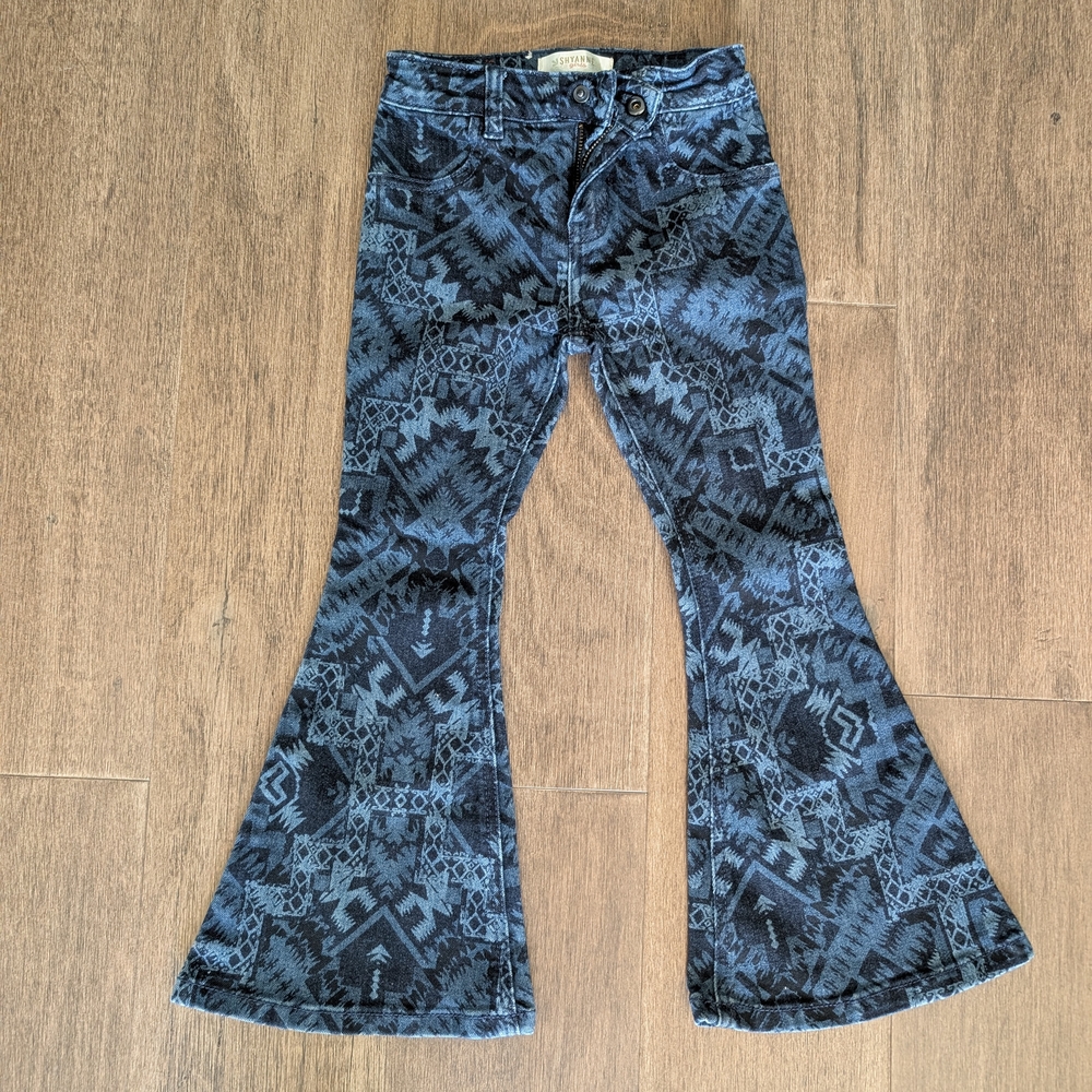 Patterned Flare Jeans